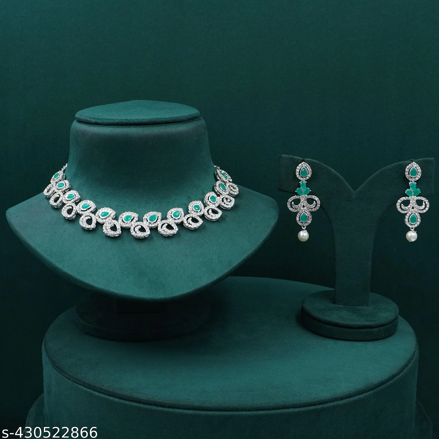 Diamond Silver Necklace Set For Women